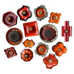 Ceramic Mix Brown Orange Green Ceramic Wall Light, Denmark, 1970