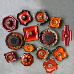 Ceramic Mix Brown Orange Green Ceramic Wall Light, Denmark, 1970