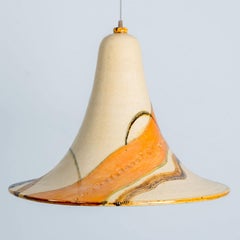 Cono Beige Naranja Cerámica Colgante Light, Dinamarca, 1970