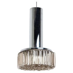1 of the 3 Bubble Glass Clear Silver Chrome Pendant Lights by Staff, 1970