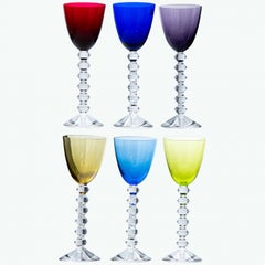 Set di 6 bicchieri di cristallo da vino Exquise Multi Color Baccarat, Francia
