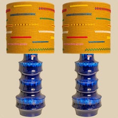 Unique pair of Large Scheurich Ceramic Lamps with New Custom Lampshades
