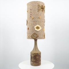 XXL Ceramic Table Lamp by Mette Stiil with Custom Lampshade, Denmark 1960