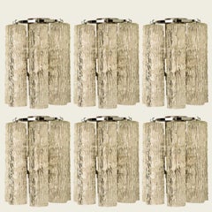 Several Clear Gold Glass Chrome Sconces by Venini, Italy 1970