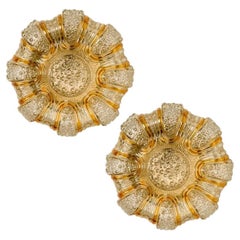 1 of the 2 Clear and Amber Glass Flush Mounts in Style of Helena Tynell, 1960