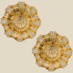 1 of the 2 Clear and Amber Glass Flush Mounts in Style of Helena Tynell, 1960