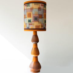XXL Lámpara de sobremesa de cerámica naranja, pantalla de R. Houben, 1970