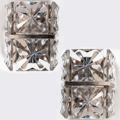 Rectangular Crystal and Gold Plated Sconces by Kinkeldey, Germany