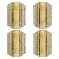 Several Brass & Glass Wall Lights in the style of Hillebrand Germany, 1960s