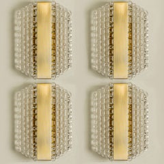 Several Brass & Glass Wall Lights in the style of Hillebrand Germany, 1960s
