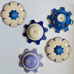 1 des 5 lampes en céramique Blue Lila, Rosettes par Jeanine Keizer, 1990