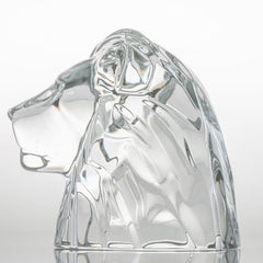 Large Baccarat Signed Crystal Lion Head Sculpture, France