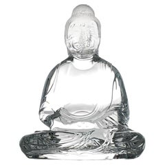 Large Baccarat Signed Crystal Buddha Sculpture, France