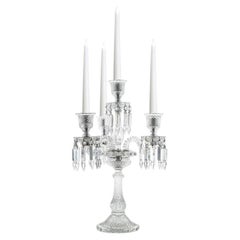Beautiful Baccarat Clear Crystal Candelabra for 4 Candles, France