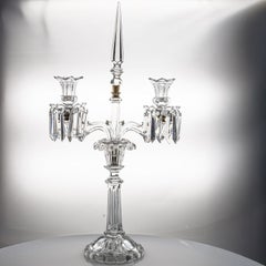 Bougeoir pour 2 bougies en cristal clair de Baccarat, France
