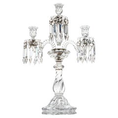 Schöner Baccarat Kandelaber aus klarem Kristall für 3 Kerzen, Frankreich