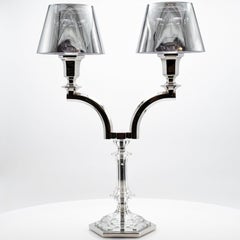Portacandele in argento Baccarat Harcourt Our Fire a due braccia Philippe Starck, Francia