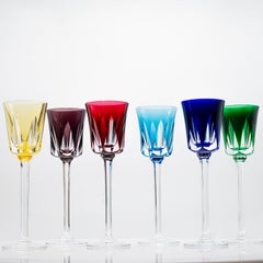 Set of 6 Multicolor Crystal Glasses, Segovie Couleurs by Sèvres, France