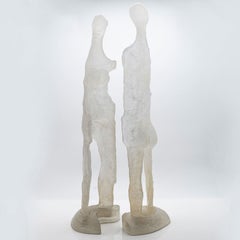 Gran escultura masculina y femenina de Daum en pasta de vidrio, Couturier, Francia