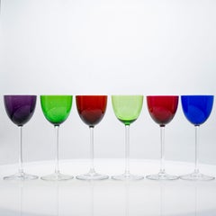 Satz von 6 mehrfarbigen Baccarat Kristall Weingläsern Perfection, Frankreich