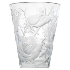 Lalique Frosted Crystal Ispahan Rose Vase, France