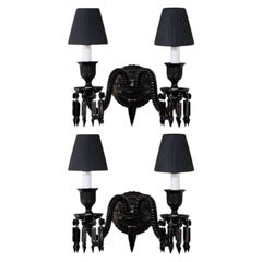 Pair of Baccarat Wall Lamp 2 Lights Black Side Starck