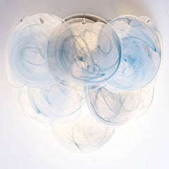 Large Murano Blue Glass Discs and Brass Wall Lights, Italy