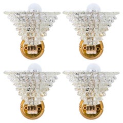 1 de los 4 apliques de pared «Rostratto» de cristal de Murano y latón, de los años 70