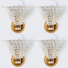 1 de los 4 apliques de pared «Rostratto» de cristal de Murano y latón, de los años 70