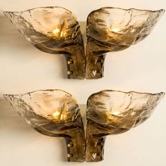 Pair of Extra Large J.T. Kalmar Wall Lights Smoked Glass, 1970