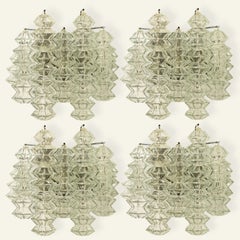 1 of the 4 Pagoda Chrome and Glass Sconces Wall Lights by Kalmar, Vienna 1969