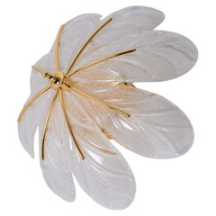 Beautiful Murano Glass and Brass Eight Leaves Chandelier, 1960s
