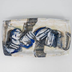 Waves Ceramic Plate, Signed by Jeppe Hagedorn, Denmark 1960s