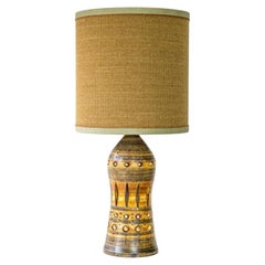 Georges Pelletier Brown Gold Ceramic Lamp, Custom Silk Lampshade by R. Houben