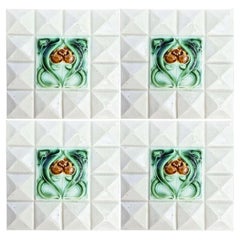 1 delle 60 piastrelle con angoli bianchi crema Art Deco Middle Glazed Tiles di Societe Morialme