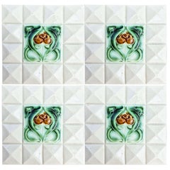 1 delle 60 piastrelle con angoli bianchi crema Art Deco Middle Glazed Tiles di Societe Morialme