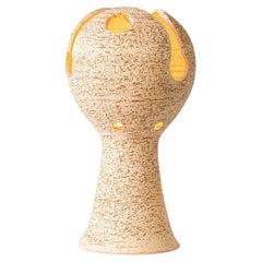 Bitossi Style Ceramic Lamp, Beige Sculptural Globet
