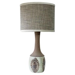 Large Chris Haslev Green Ceramic Lamp, Silk Lampshade by R. Houben