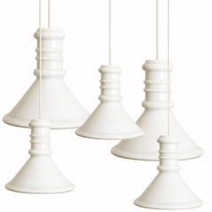 1 de las 5 lámparas colgantes redondas Holmegaard, diseñadas por Michael Bang, 1970