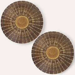 1 of the 2 Ceramic Round Wall Lights Holes in the style of Axella, Denmark 1970