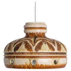Cloche Ivory Terra Ceramic Pendant Light, Denmark, 1970