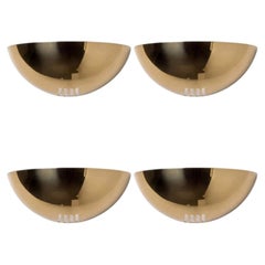 1 of the 4 Brass Half Moon Wall Lights, Striped Light Pattern, 1970