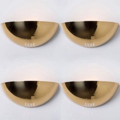 1 of the 4 Brass Half Moon Wall Lights, Striped Light Pattern, 1970