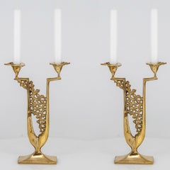 Coppia di grandi candelieri in ottone di Horst Dalbeck, Amadeo Fratelli Tonini, 1960