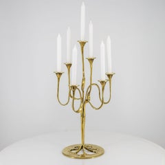 Large Kurt Jesch Amadeo Fratelli Tonini Seven Arm Candlelabra Brass, 1960