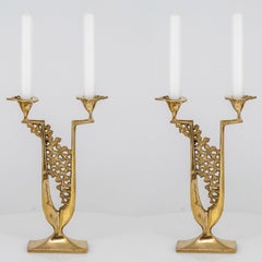 Pair of Large Horst Dalbeck Amadeo Fratelli Tonini Candlelabras Brass, 1960
