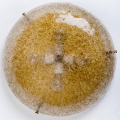 Lampe encastrée ronde en laiton et verre, signée Hillebrand, 1970
