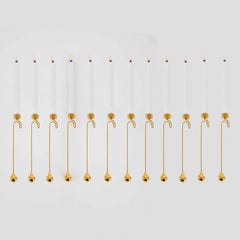 Several 24-Carat Plated Christmas Candle Holders incl LED Candle, Denmark 1960