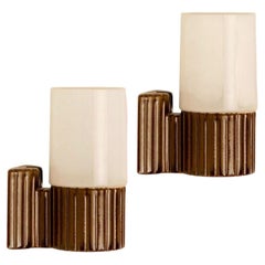 Pair of Brown Ceramic and Glass Wall Light, Sigvard Bernadotte, 1970