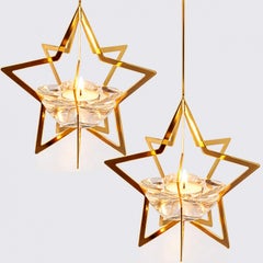 1 Of The 2 Holmegaard Golden Christmas Candleholder Star, Denmark 2006